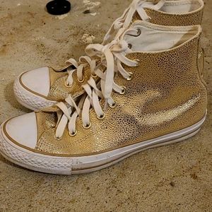 Gold hightop Converse size 8.5